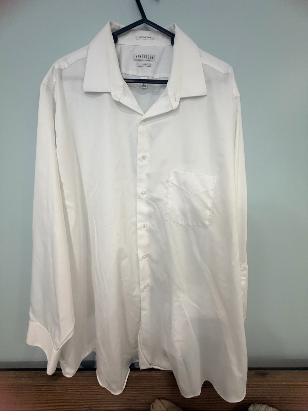 Van Heusen Men’s White Dress Shirt with Chest Pocket